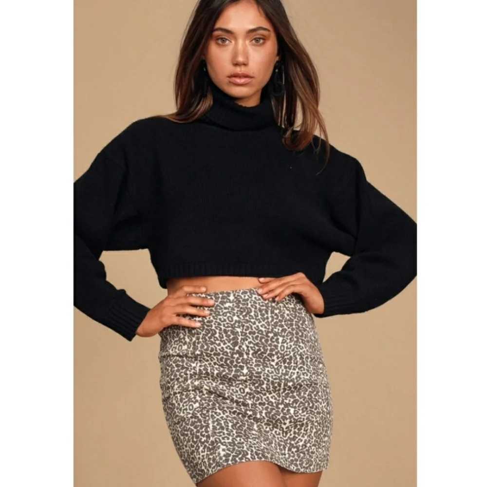 Revolve Free People Modern Femme Novelty Leopard Print Denim Mini Skirt - Picture 7 of 7